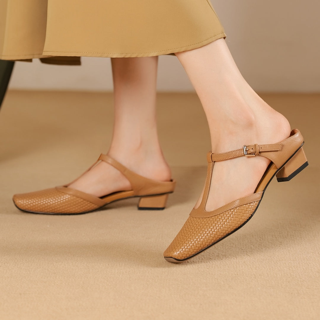 Image of Women's T-Strap Mule Heels