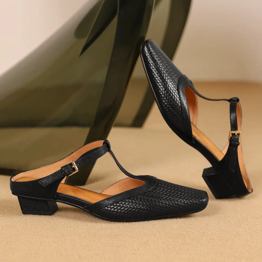 Image of Women's T-Strap Mule Heels
