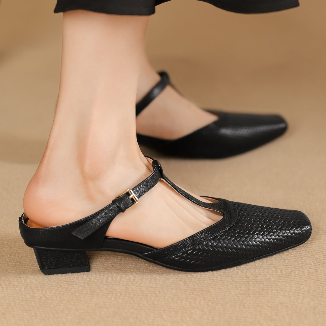 Image of Women's T-Strap Mule Heels
