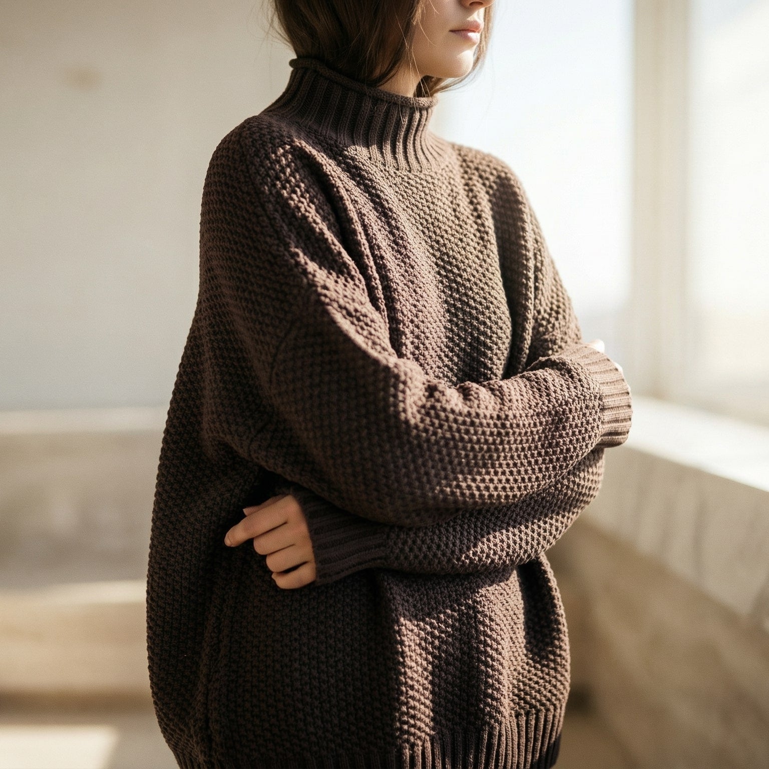 Image of Women's Textured Mock Neck Sweater