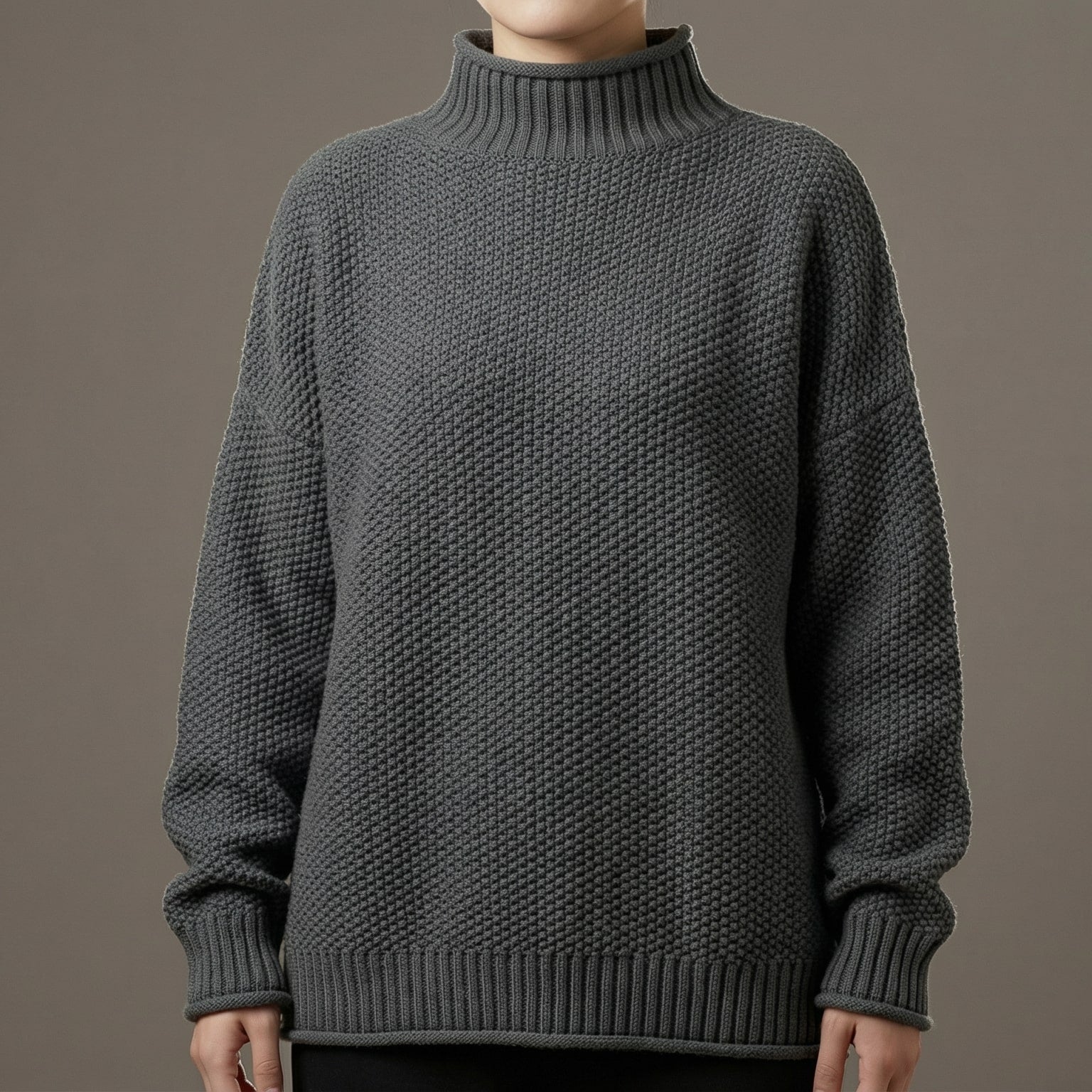 Image of Women's Textured Mock Neck Sweater