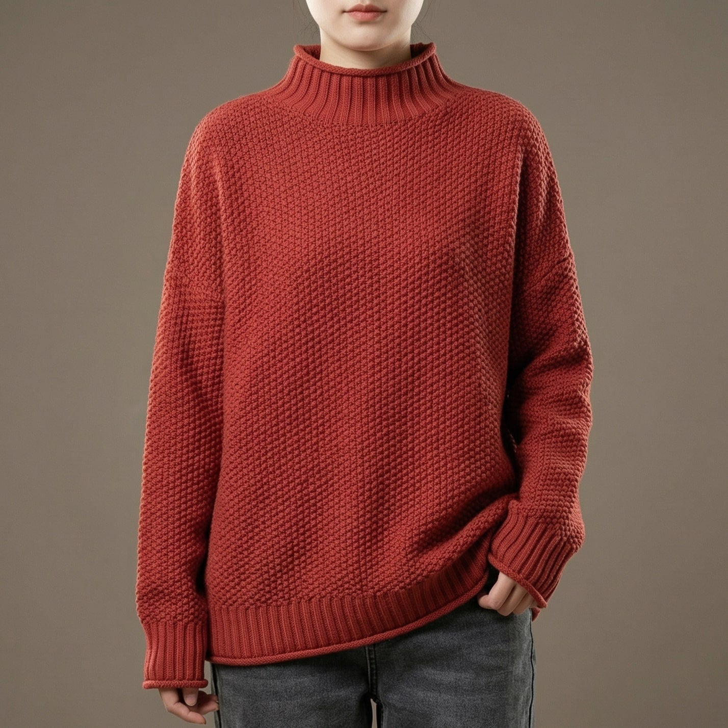 Image of Women's Textured Mock Neck Sweater