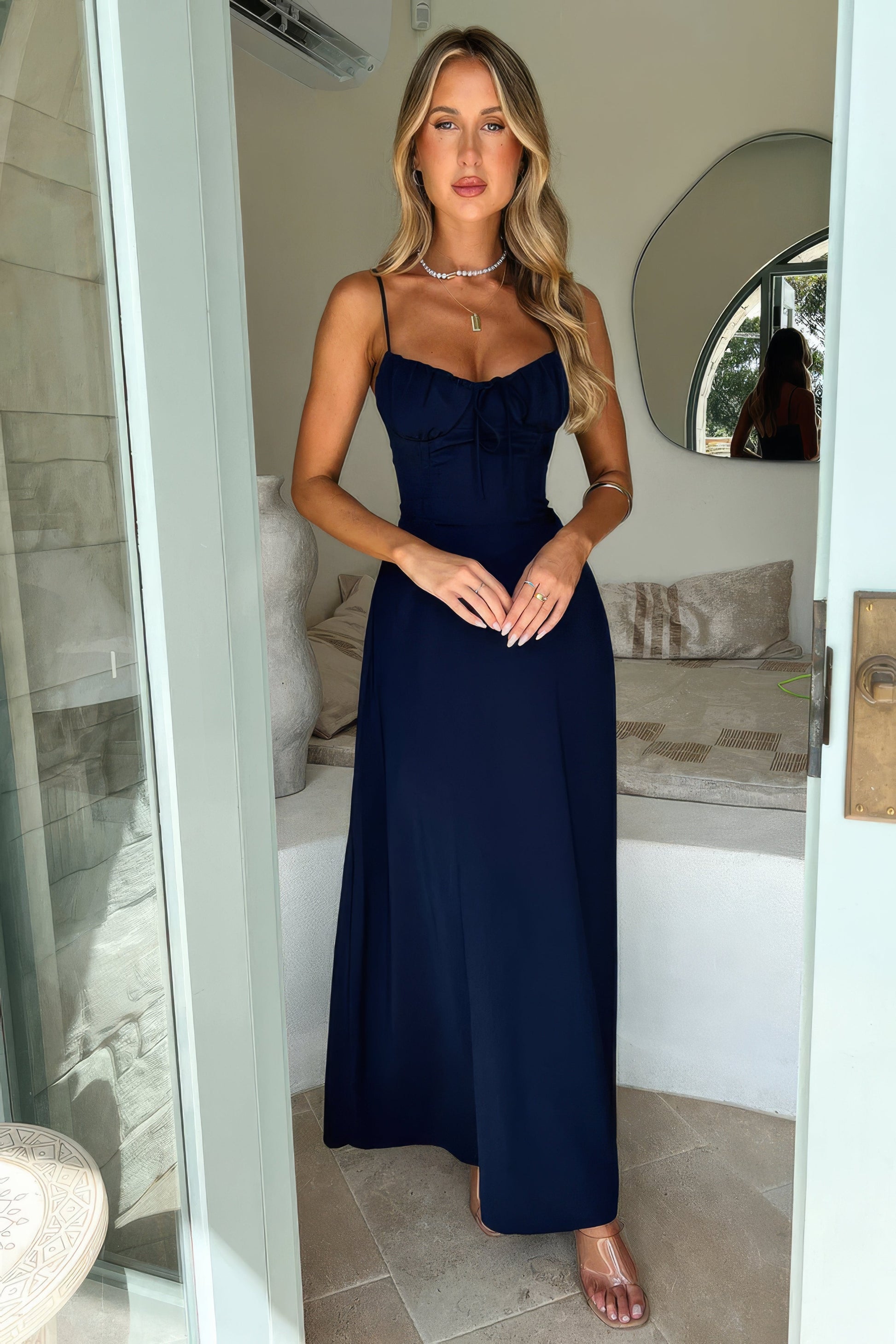 Image of Women's Tie-Front A-Line Maxi Dress