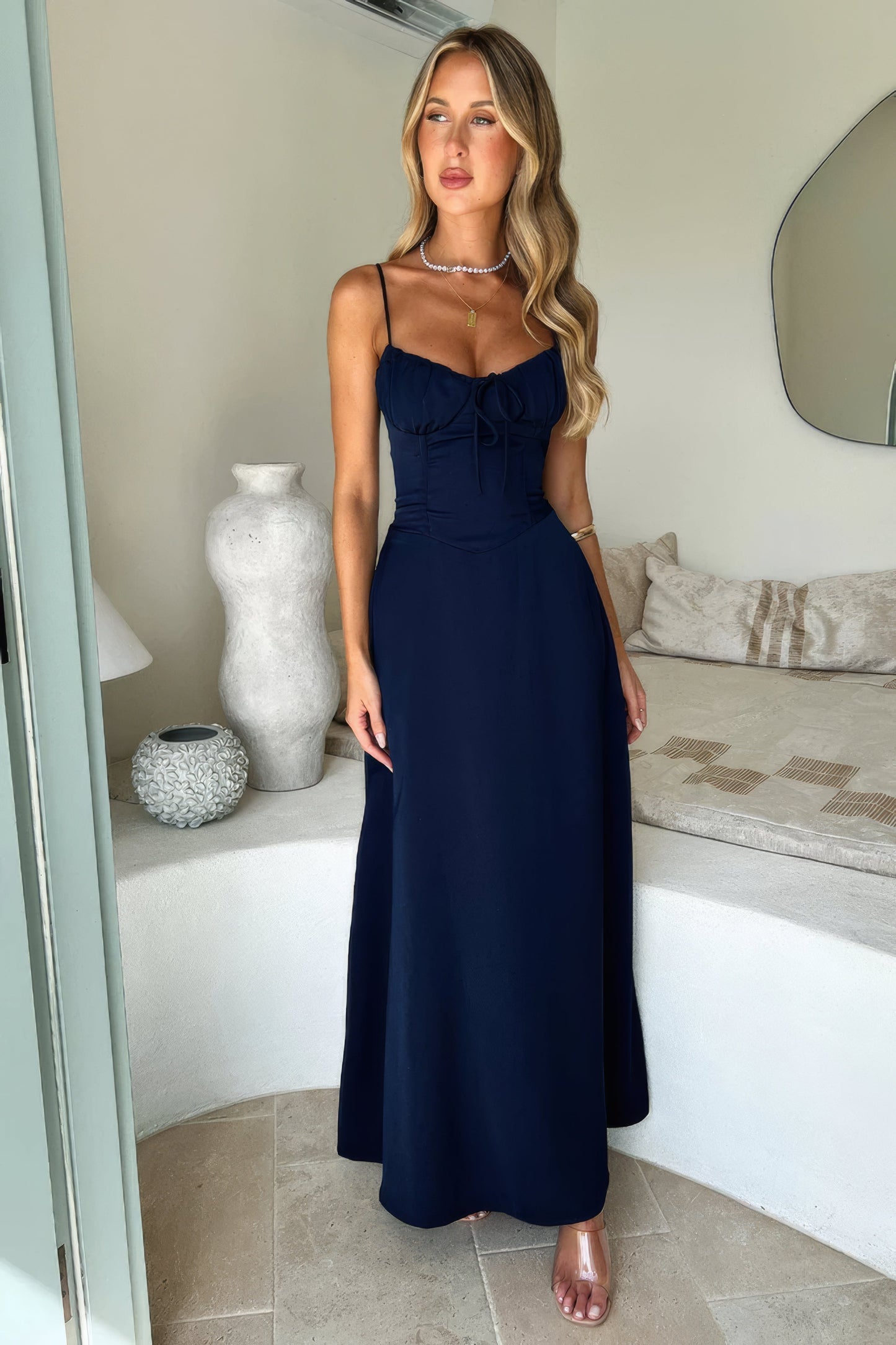 Image of Women's Tie-Front A-Line Maxi Dress