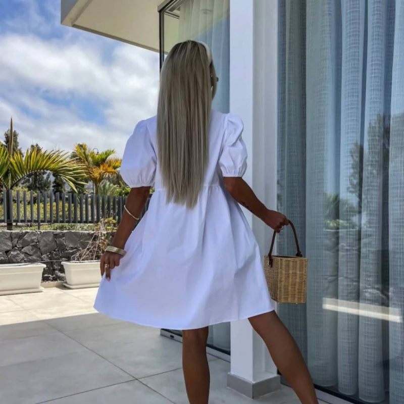 Image of Women's Tie Neck A-Line Mini Dress