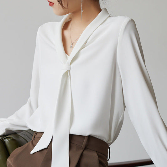 Image of Women's Tie Neck Long Sleeve Blouse