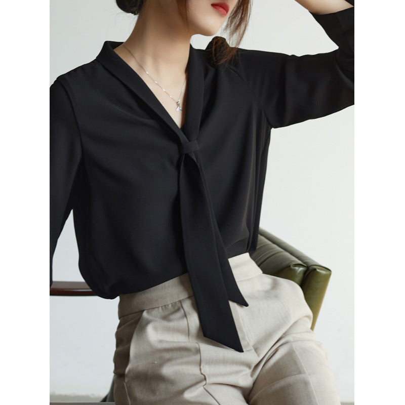 Image of Women's Tie Neck Long Sleeve Blouse