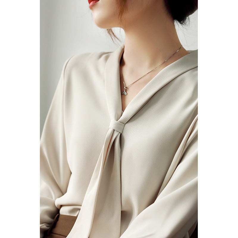 Image of Women's Tie Neck Long Sleeve Blouse