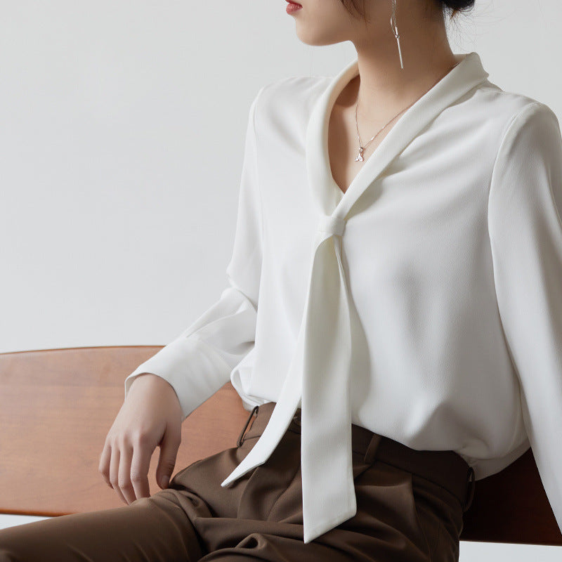 Image of Women's Tie Neck Long Sleeve Blouse