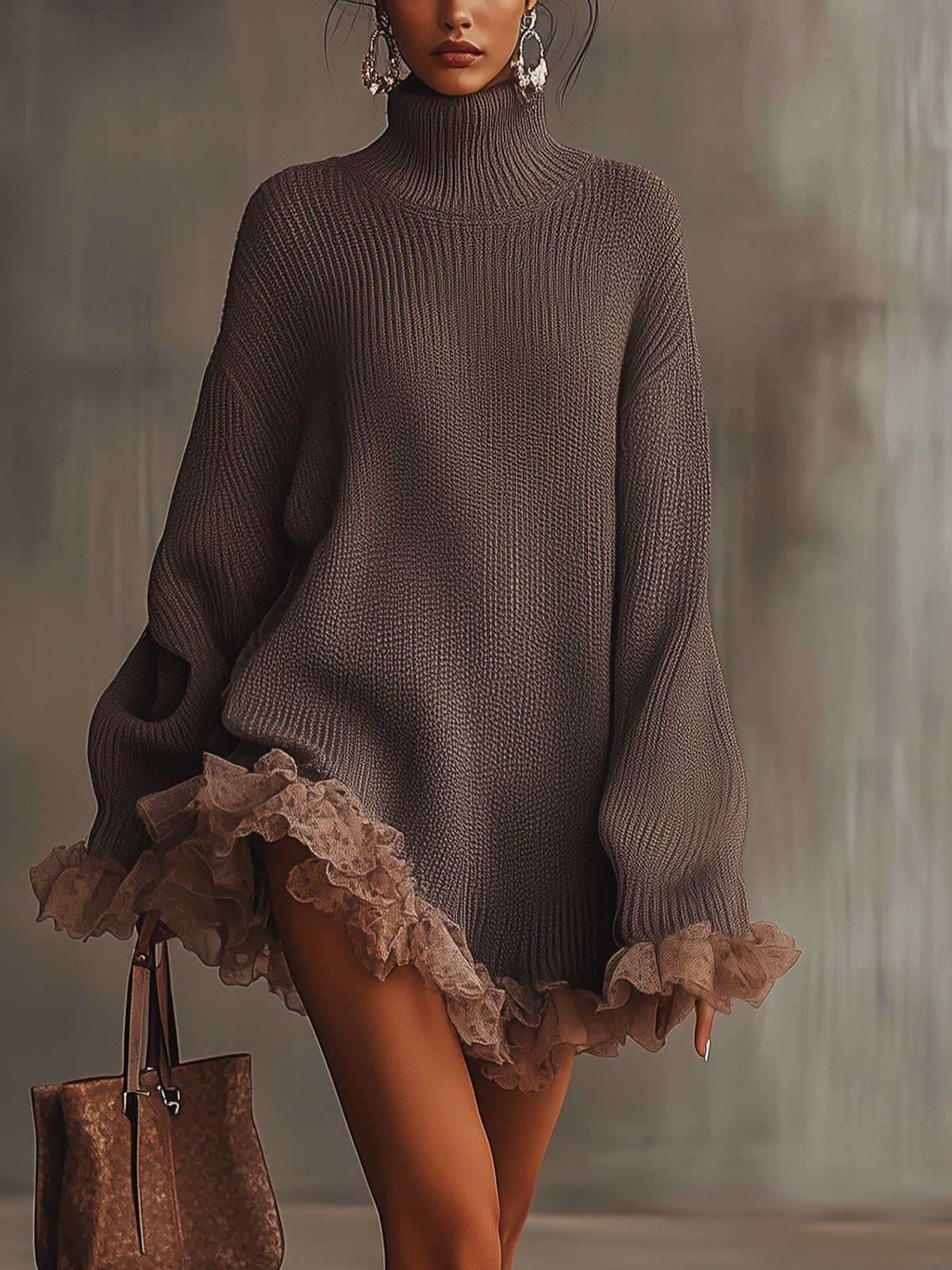 Image of Women's Turtleneck Mini Sweater Dress