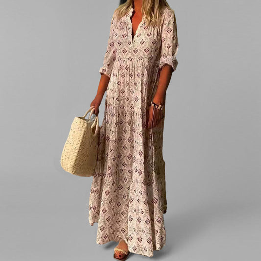 Image of Women's V-Neck A-Line Maxi Dress