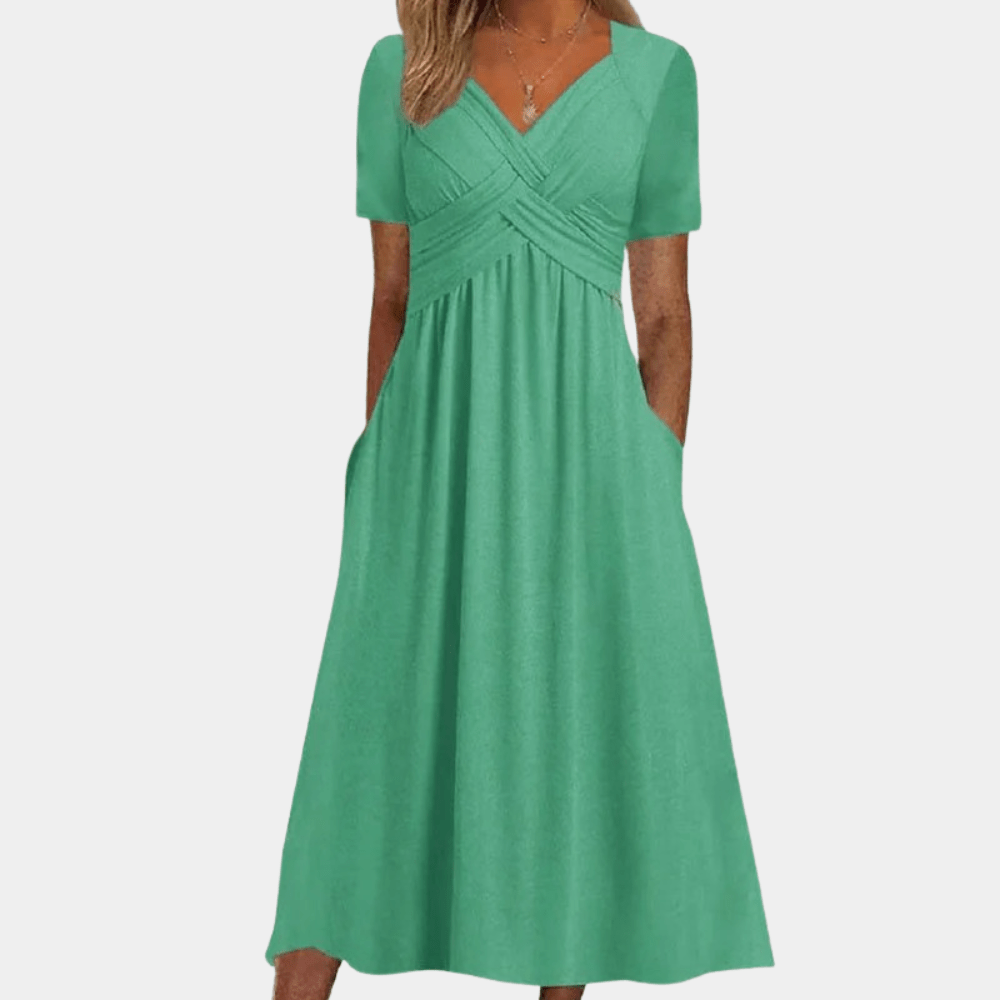 Image of Women's V-Neck A-Line Midi Dress