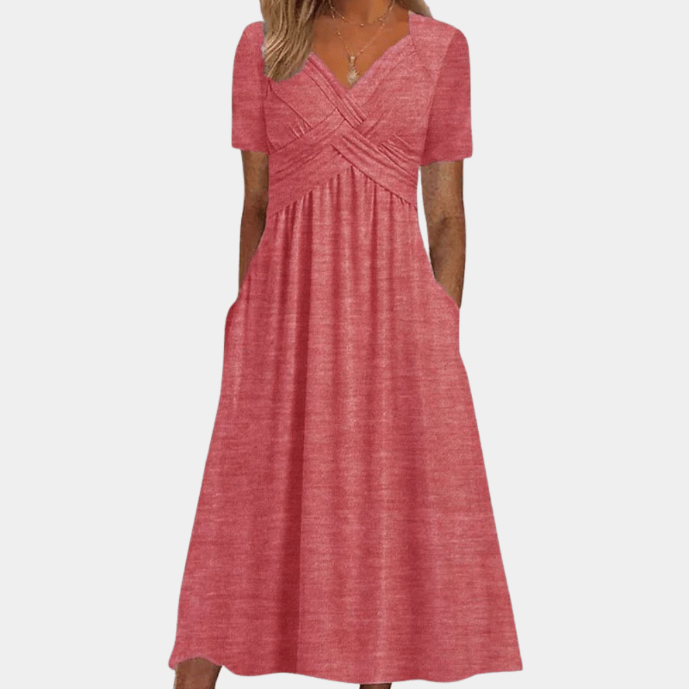 Image of Women's V-Neck A-Line Midi Dress