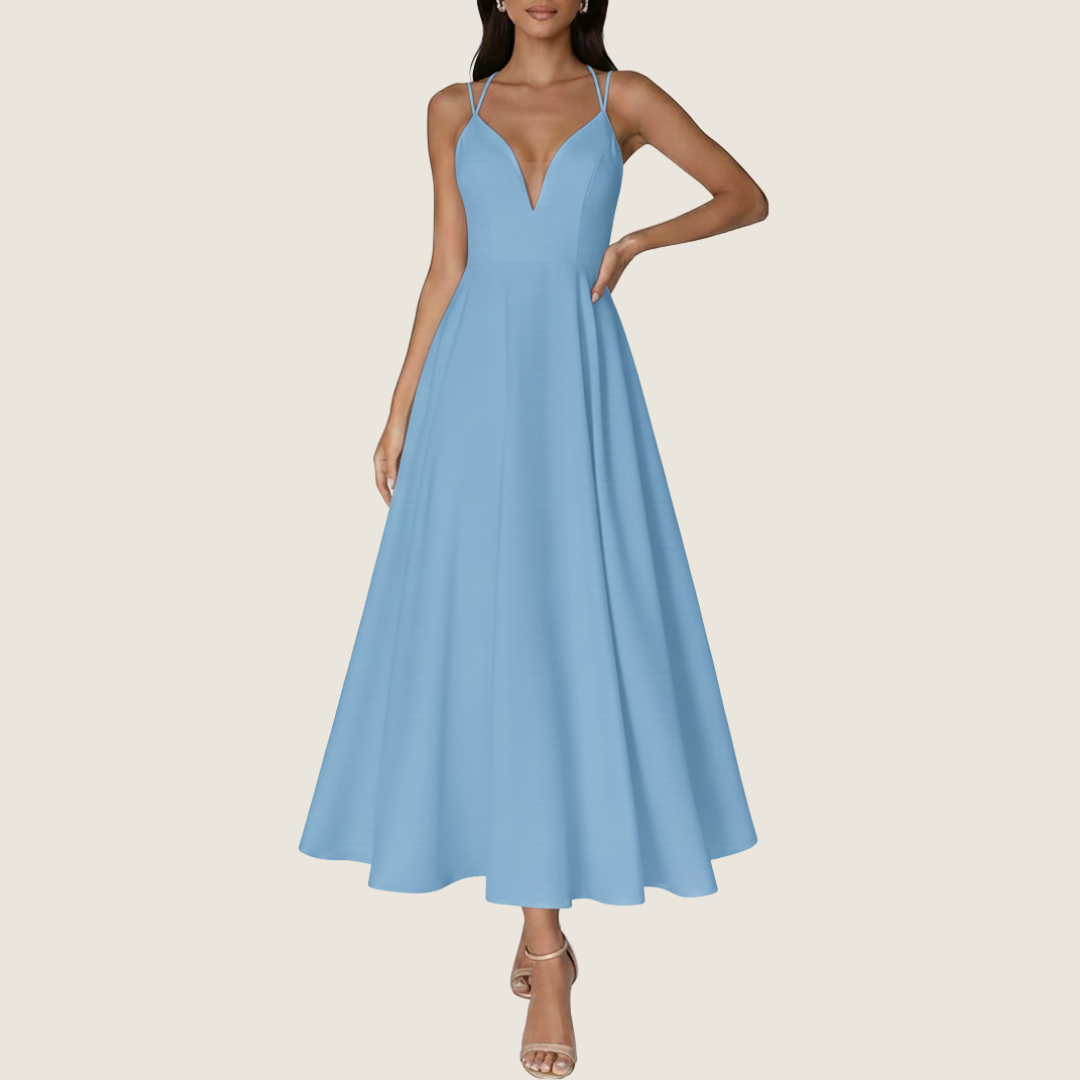 Image of Women's V-Neck A-Line Midi Dress