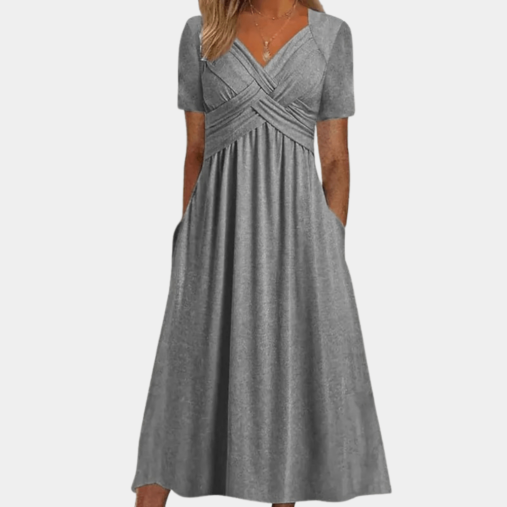 Image of Women's V-Neck A-Line Midi Dress
