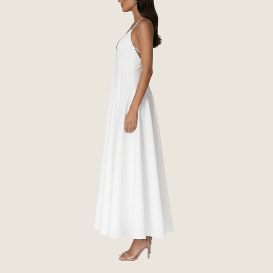 Image of Women's V-Neck A-Line Midi Dress