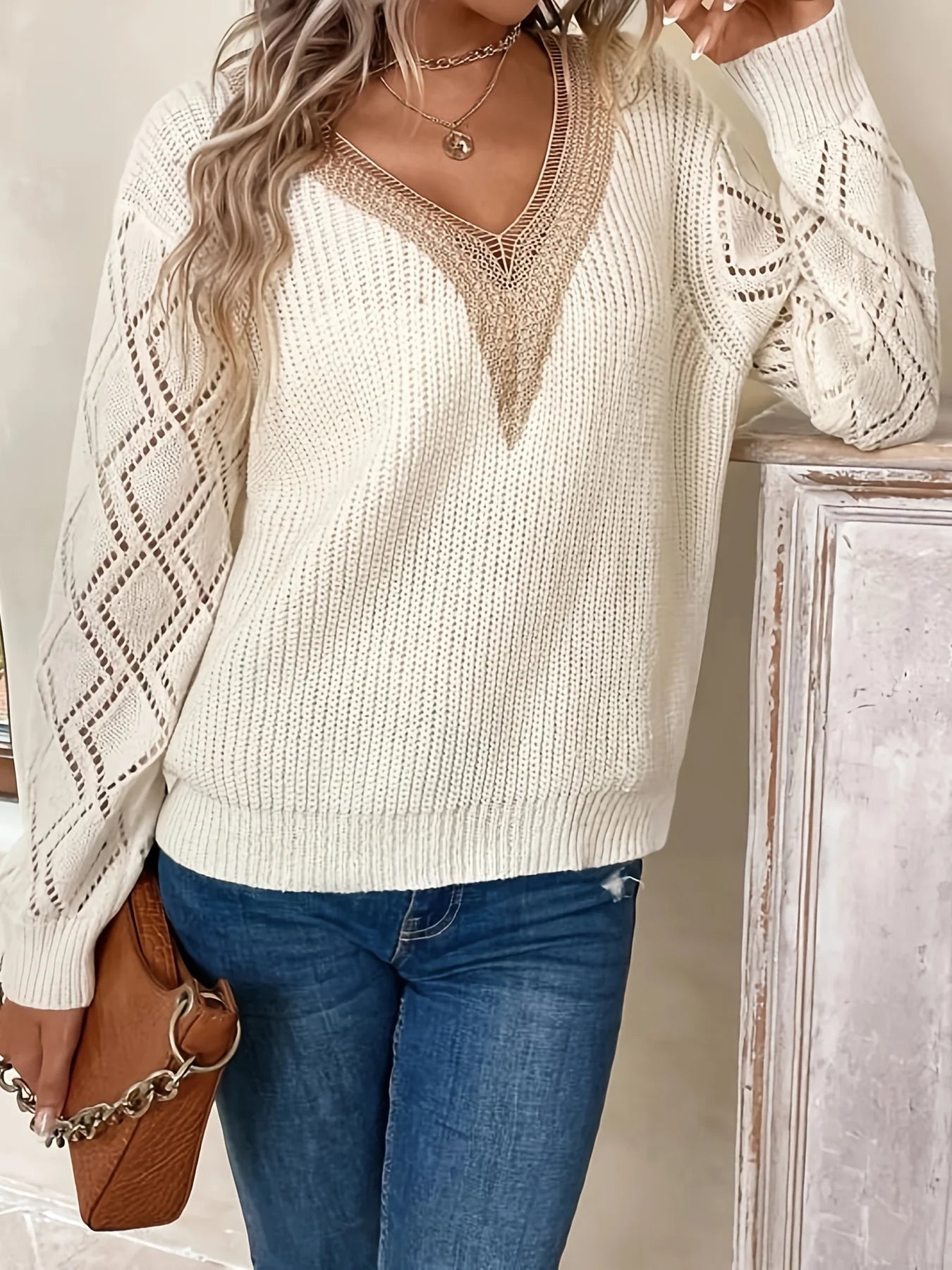 Image of Women's V-Neck Knit Sweater