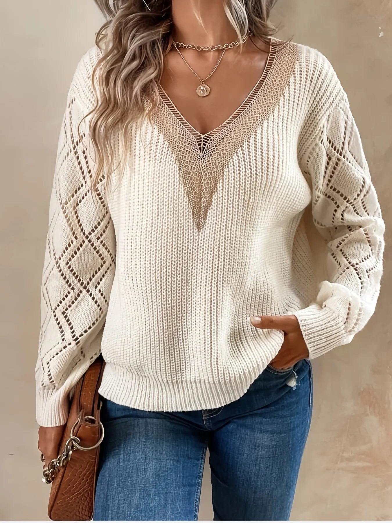 Image of Women's V-Neck Knit Sweater