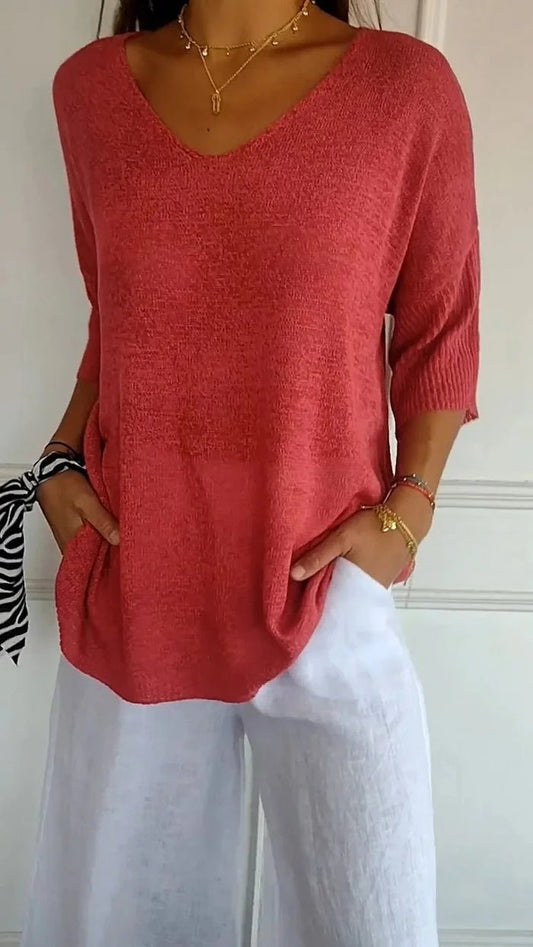 Image of Women's V-Neck Knit Top