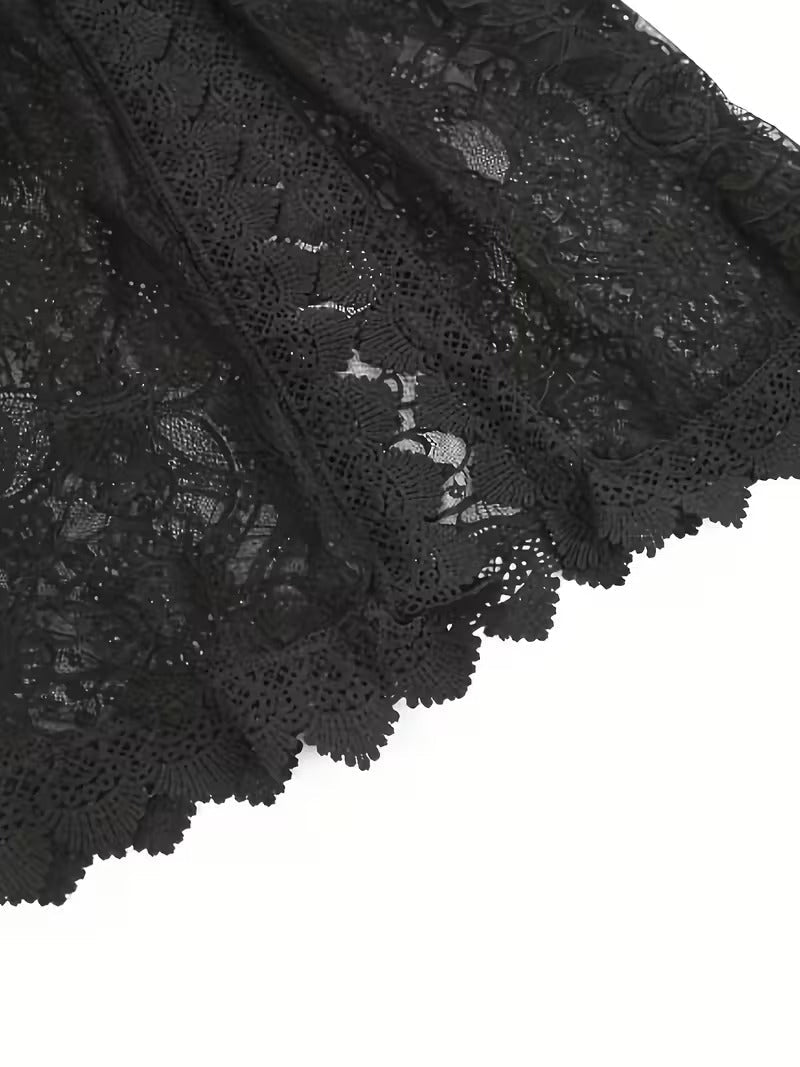 Image of Women's V-Neck Lace Mini Dress