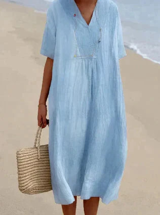 Image of Women's V-Neck Midi Tunic Dress