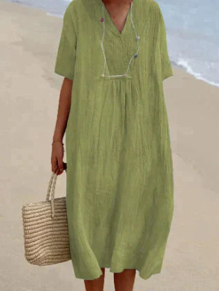 Image of Women's V-Neck Midi Tunic Dress
