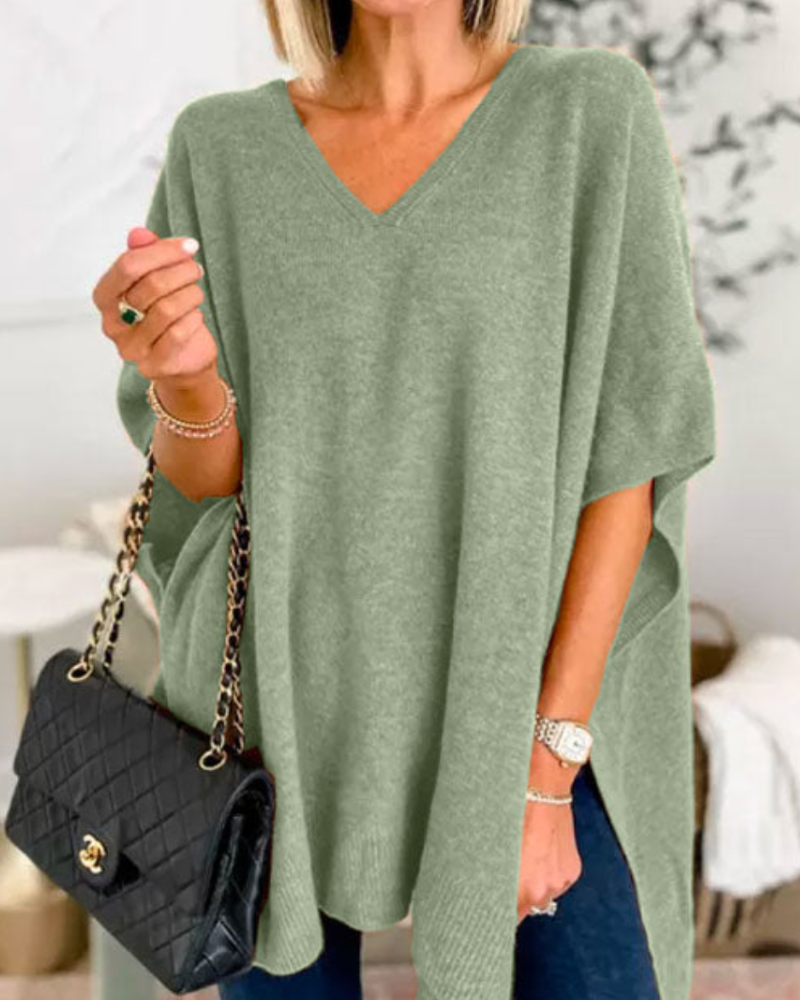 Image of Women's V-Neck Poncho Sweater