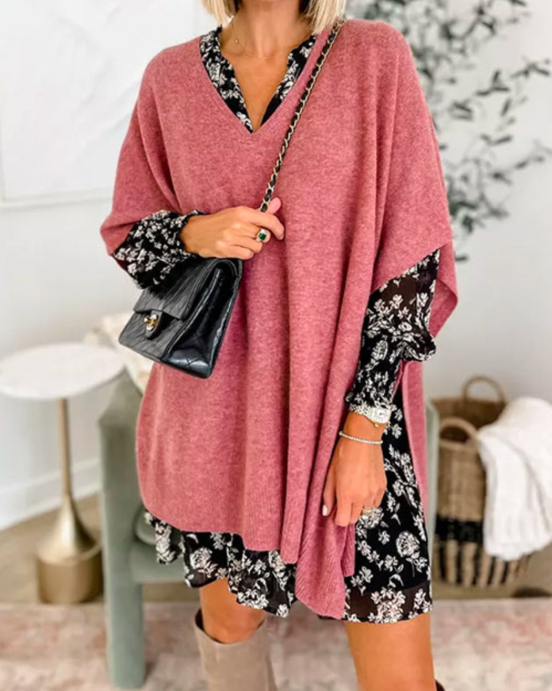 Image of Women's V-Neck Poncho Sweater