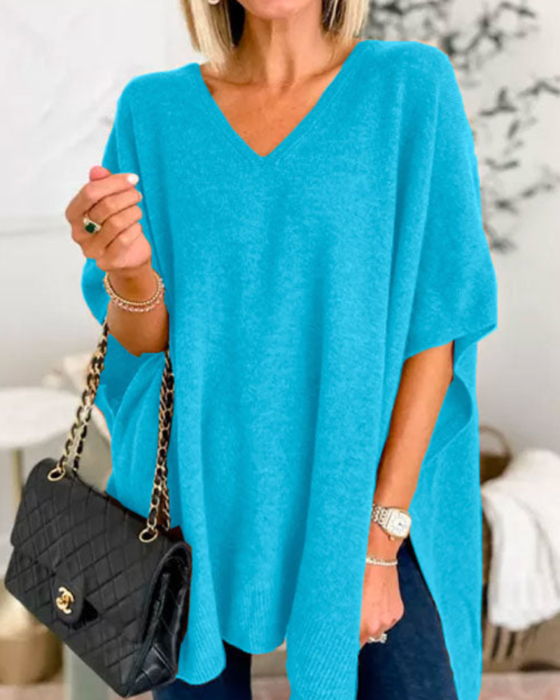 Image of Women's V-Neck Poncho Sweater