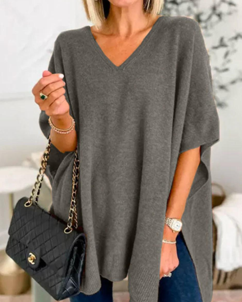Image of Women's V-Neck Poncho Sweater