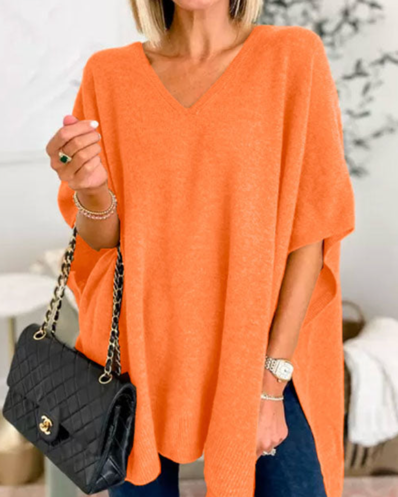 Image of Women's V-Neck Poncho Sweater
