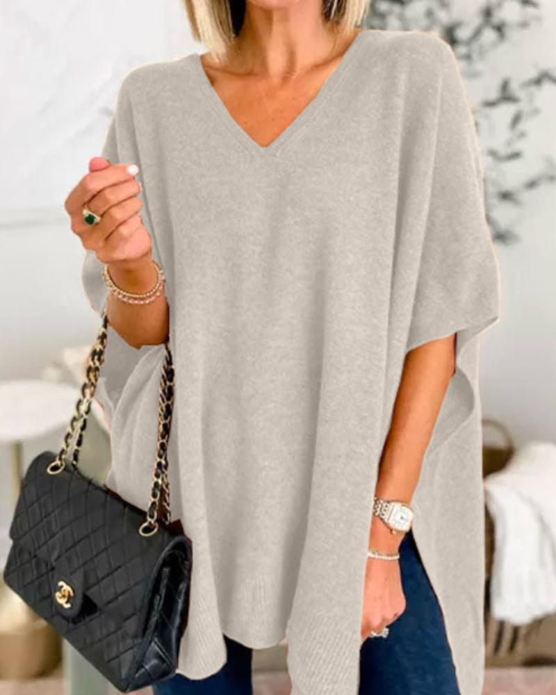 Image of Women's V-Neck Poncho Sweater