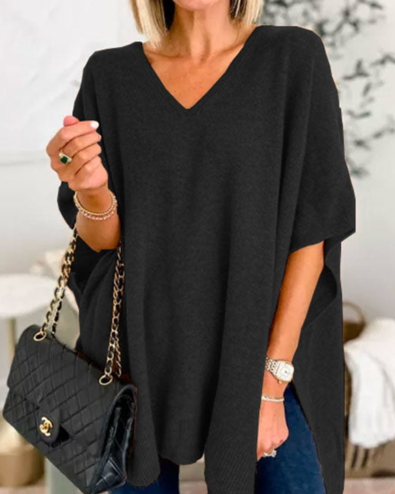 Image of Women's V-Neck Poncho Sweater