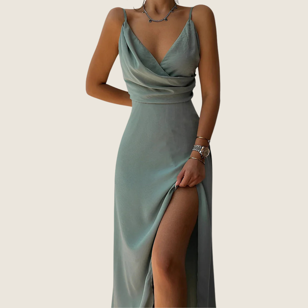 Image of Women's V-Neck Slip Midi Dress