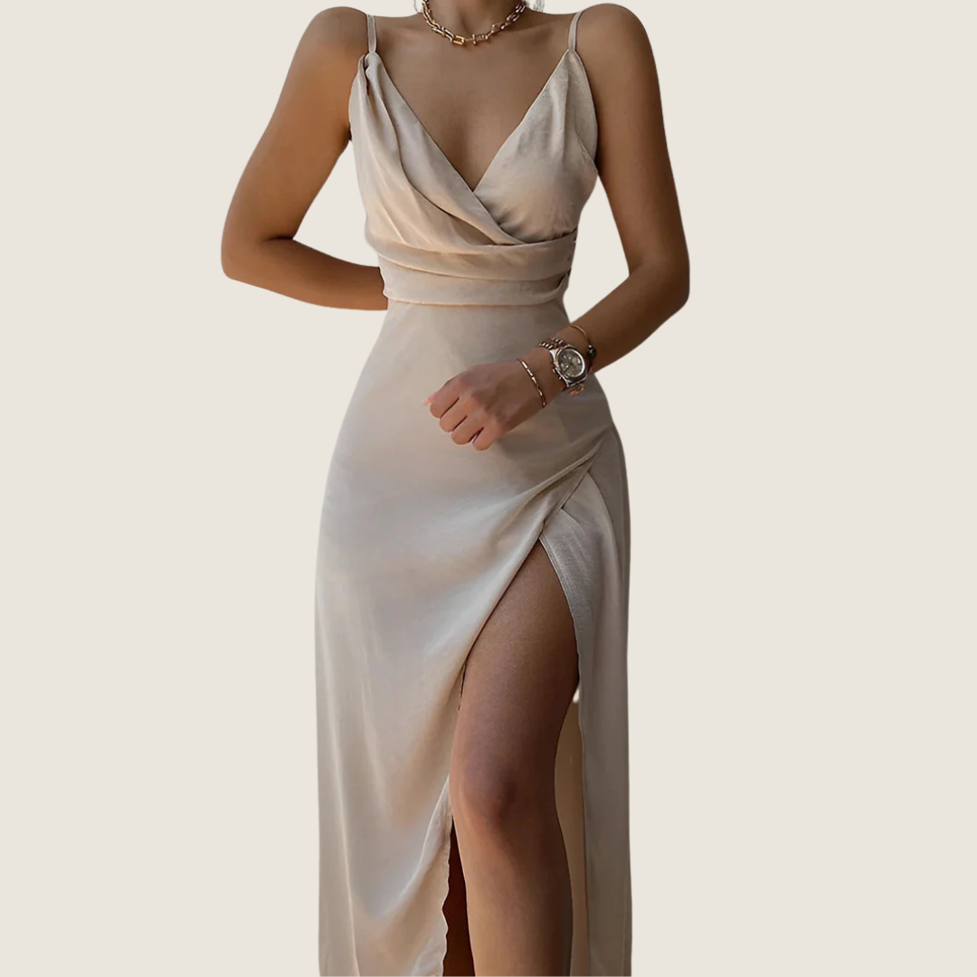 Image of Women's V-Neck Slip Midi Dress