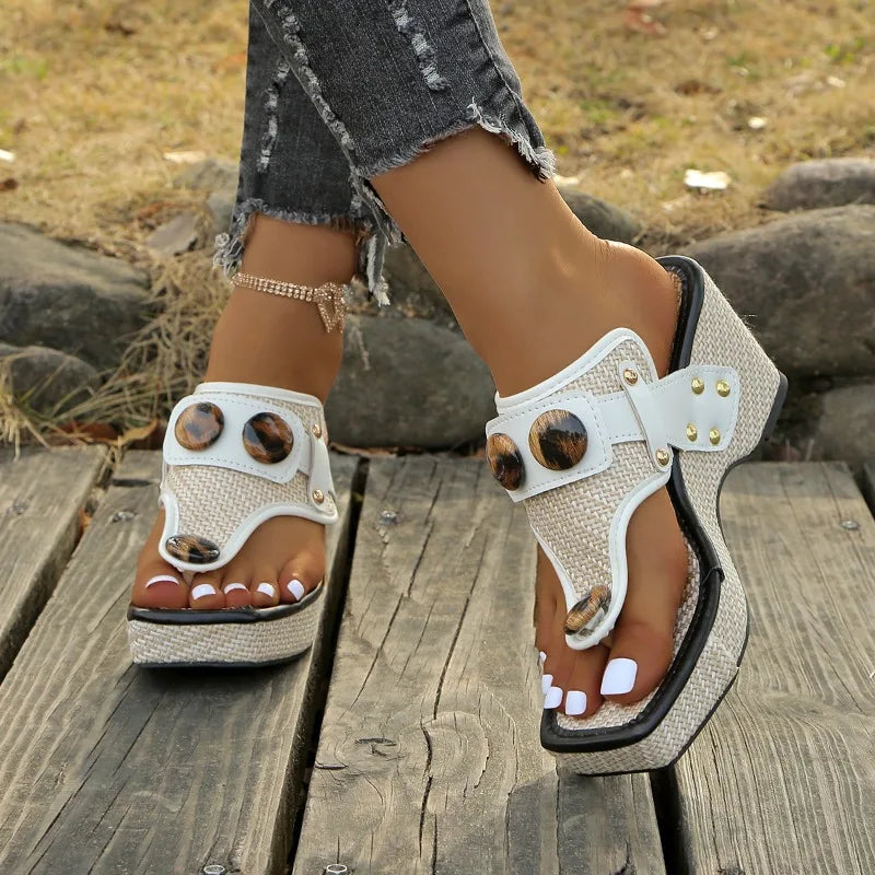 Image of Women's Wedge Platform Toe Post Sandals