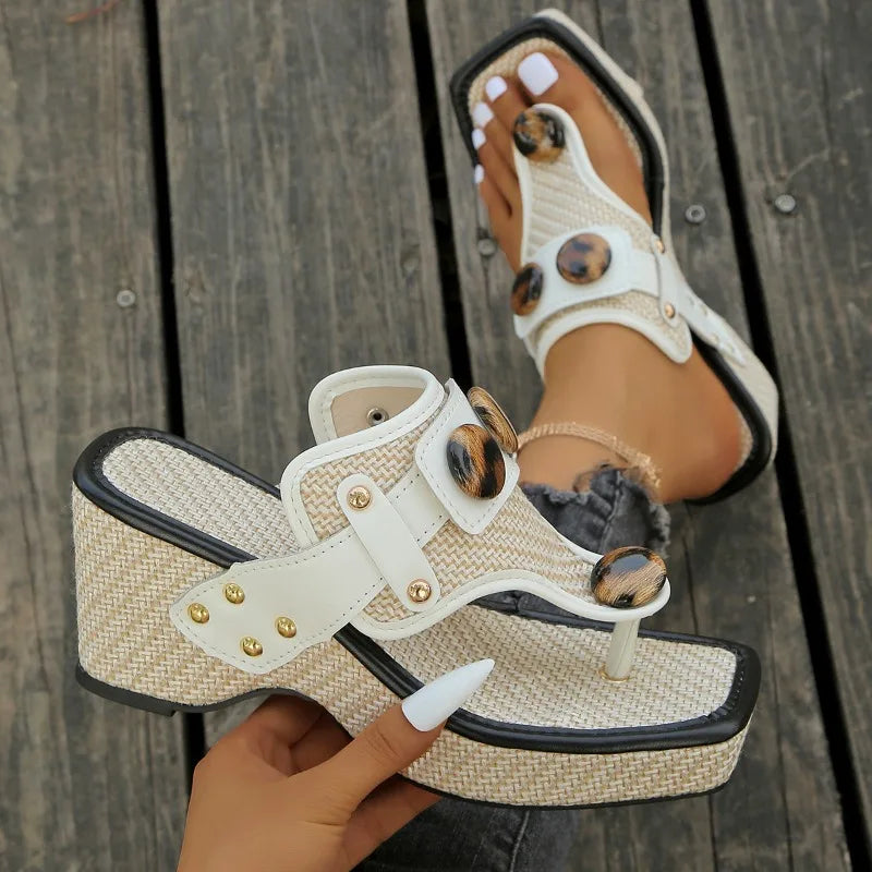 Image of Women's Wedge Platform Toe Post Sandals