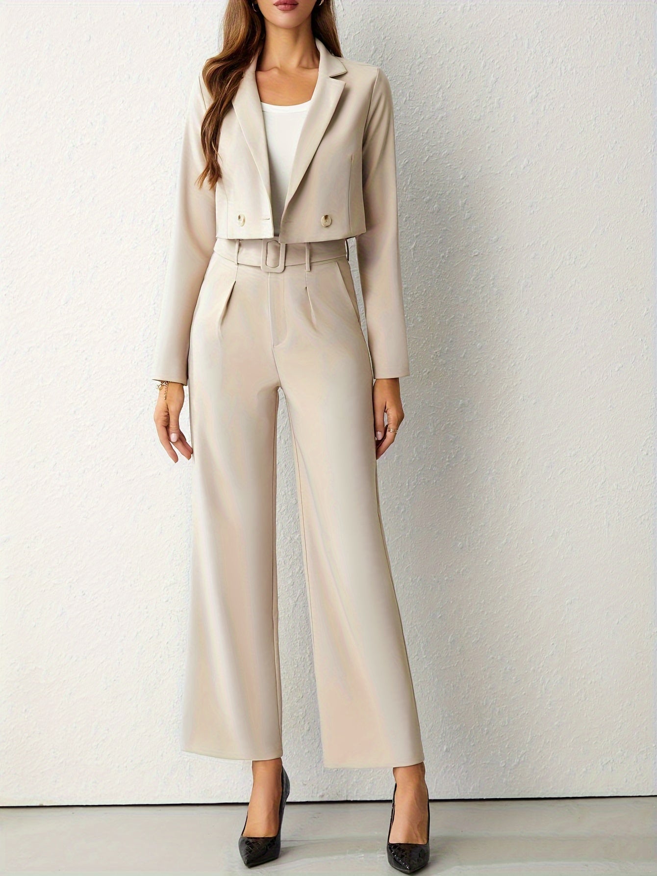 Image of Women's Wide Leg Pant Suit Set