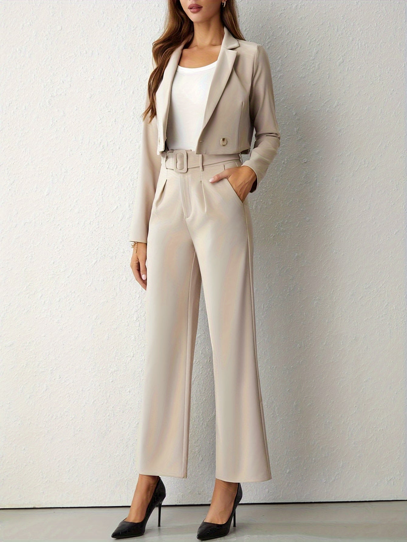 Image of Women's Wide Leg Pant Suit Set