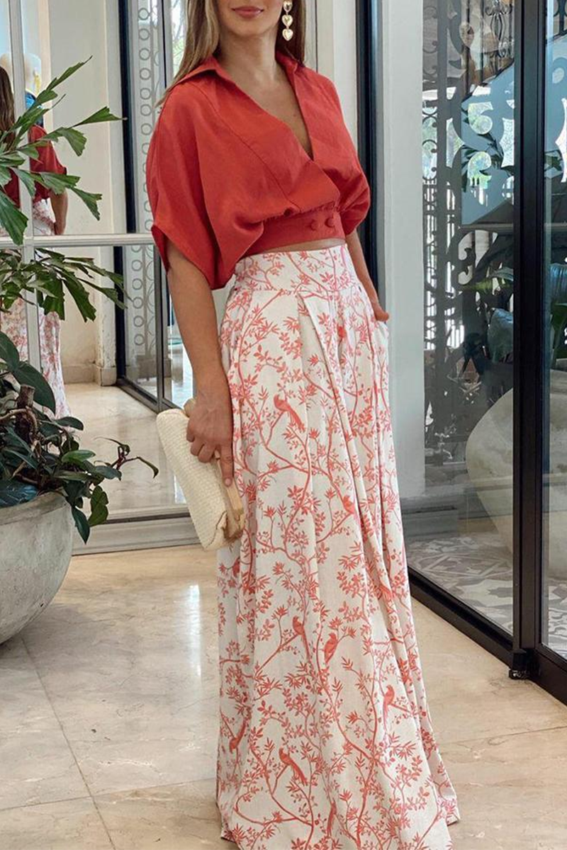 Image of Women's Wide Leg Printed Pant Set