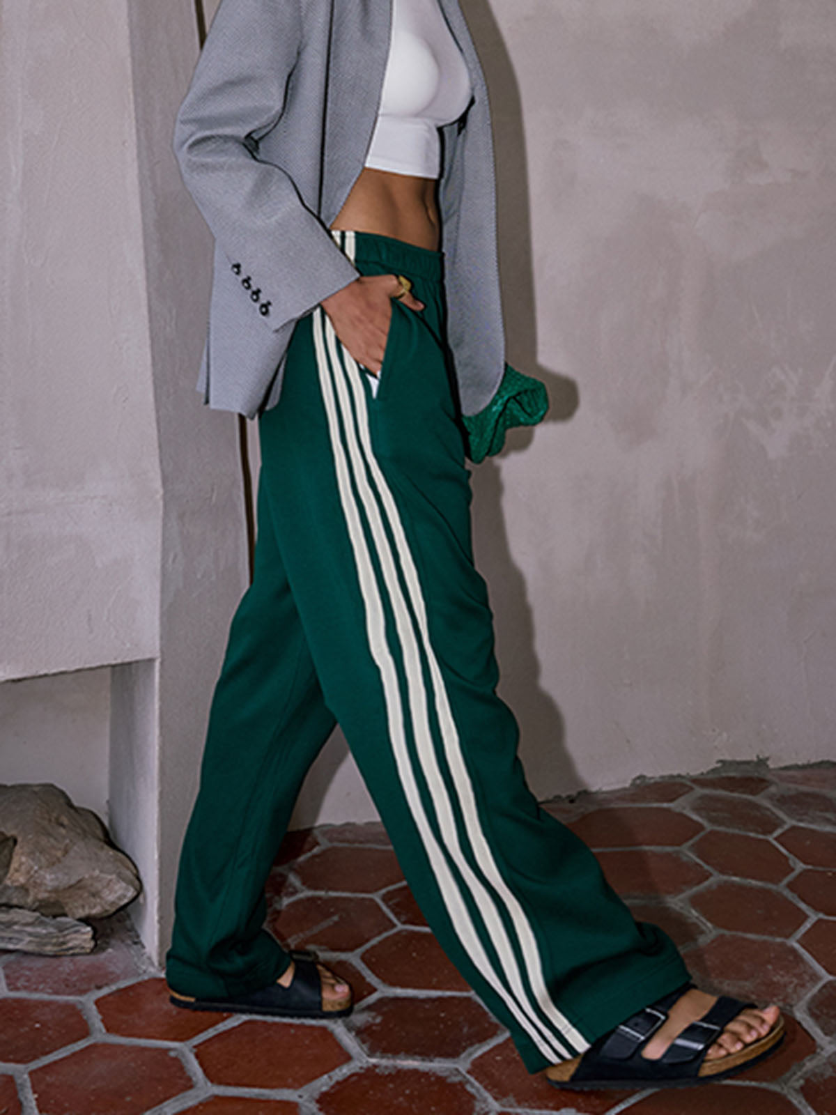 Image of Women's Wide Leg Striped Track Pants