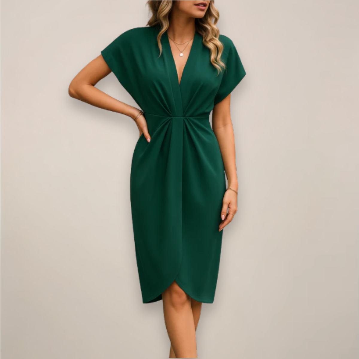 Image of Women's Wrap V-Neck Midi Dress