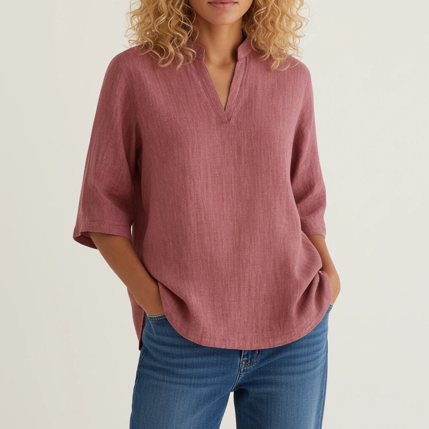 Women's Relaxed Fit 3/4 Sleeve Blouse