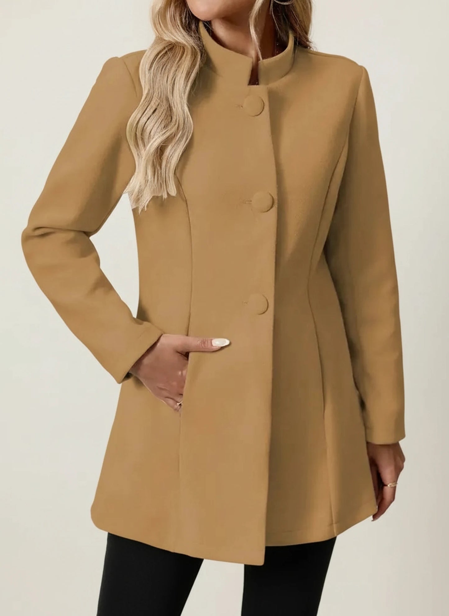 Women's Mandarin Collar A-Line Jacket