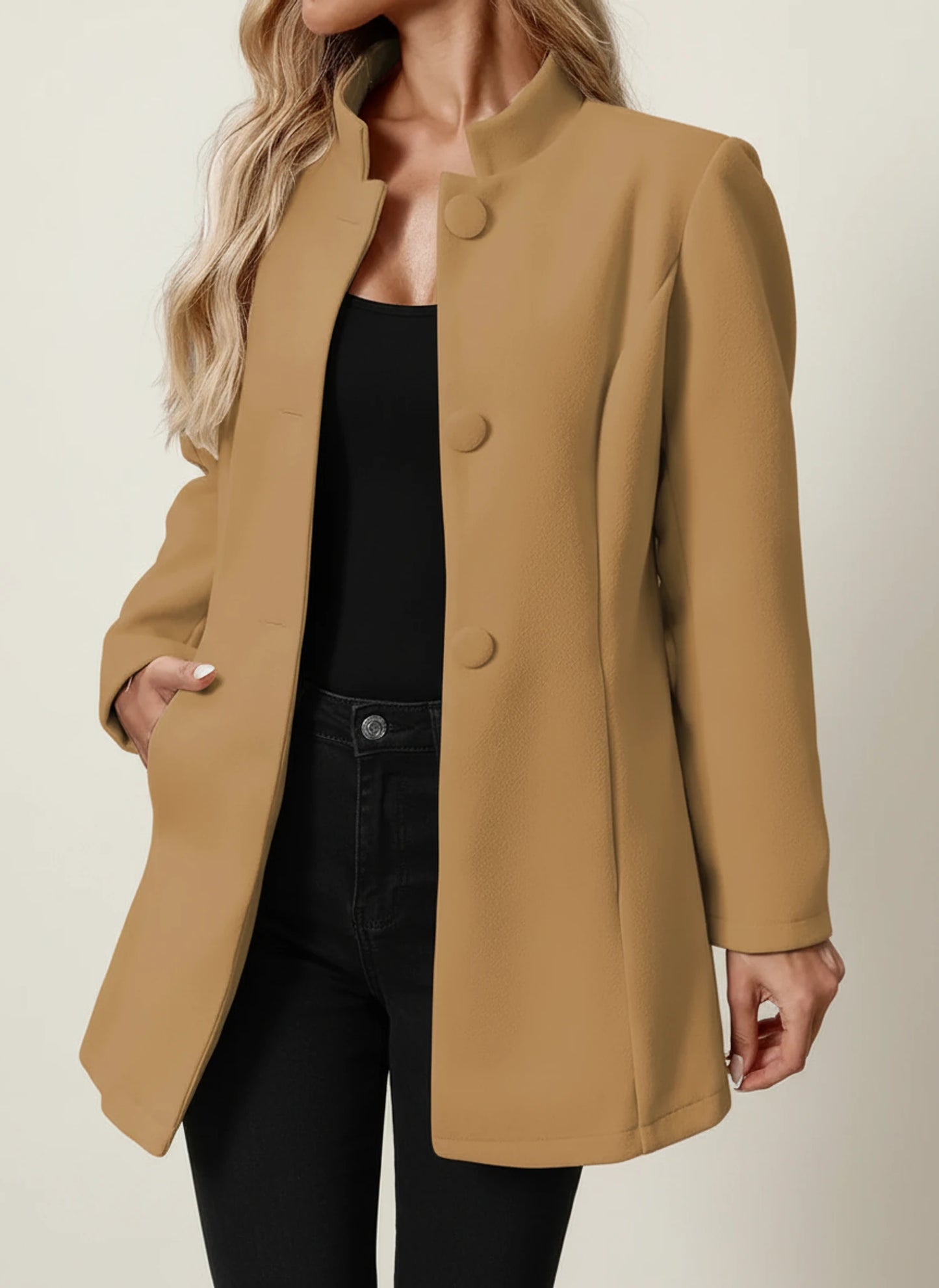 Women's Mandarin Collar A-Line Jacket