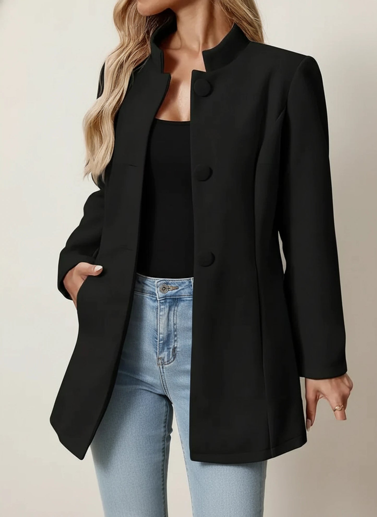 Women's Mandarin Collar A-Line Jacket