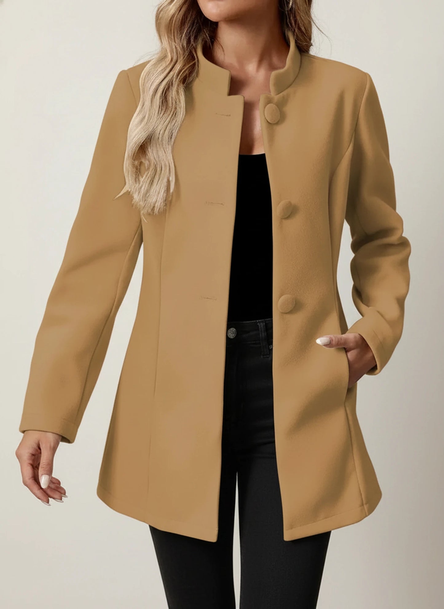 Women's Mandarin Collar A-Line Jacket