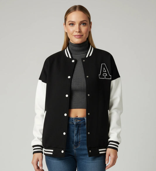 Women's Applique Letter Varsity Jacket image