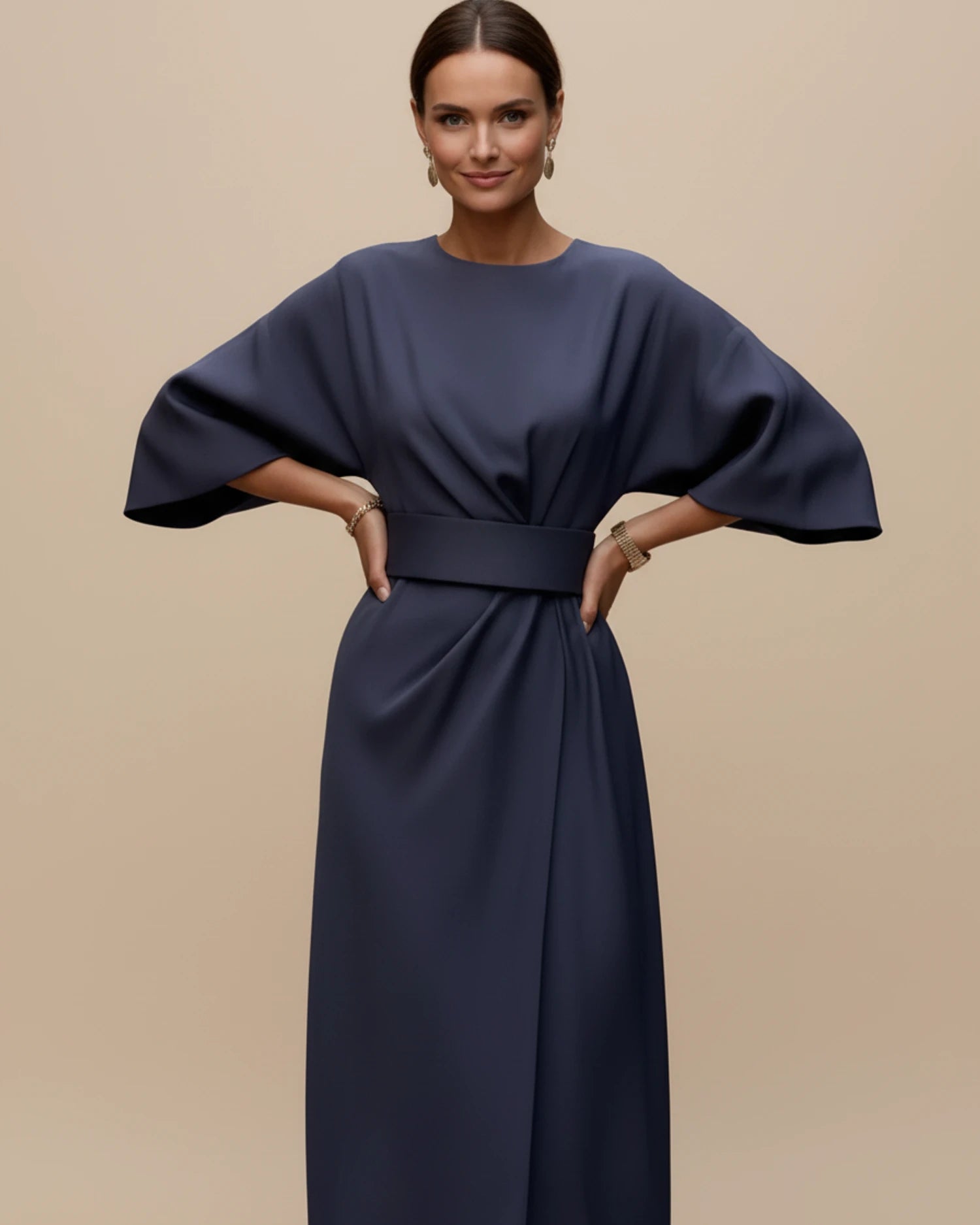 Women's Belted Wrap Midi Dress image