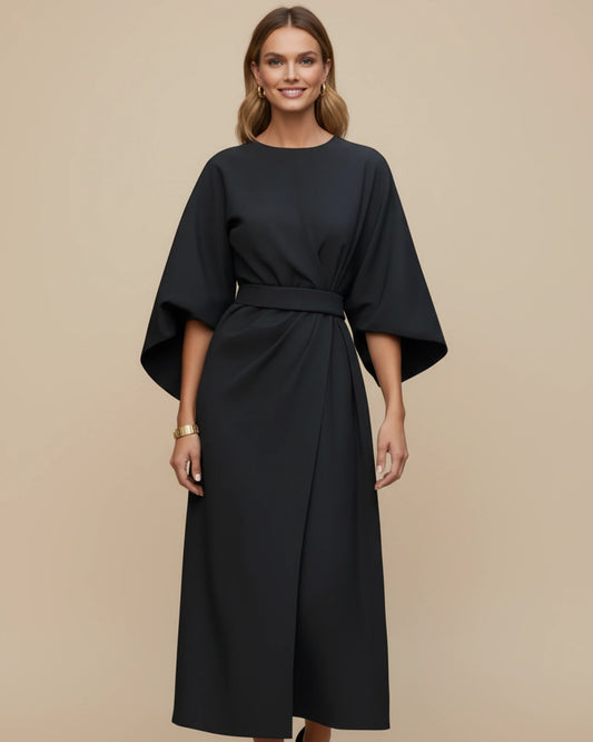 Women's Belted Wrap Midi Dress image